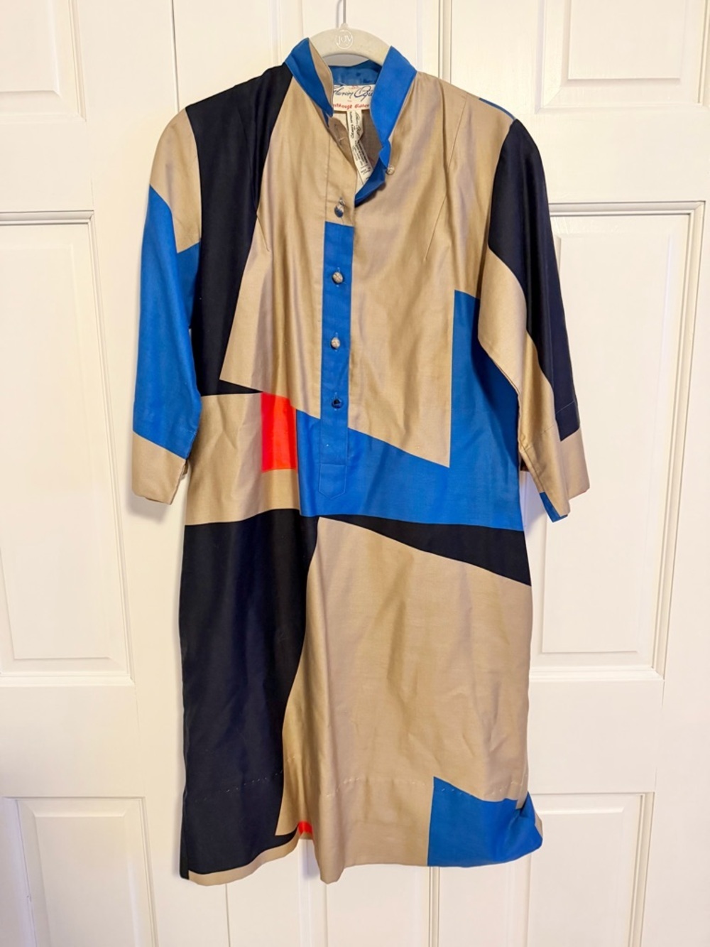 Catherine Ogust for Penthouse Gallery Tunic Dress XS Abstract Colorblock Boho